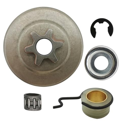 3/8 Zoll 6T Kupplungstrommel-Kit mit Nadelkäfig-Lagerclip und Schneckengetriebe Kompatibel mit kompatible Kettensägenmodelle MS171 MS181 MS211 Ersatzteile von SRxBKC