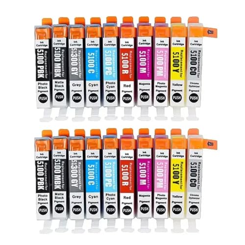 Kompatible Tintenpatronen PFI-5100 Kompatibel mit ImagePrograf Pro-310 Druckerersatz 10 Pack(10 Colors-2 Set) von SRxBKC