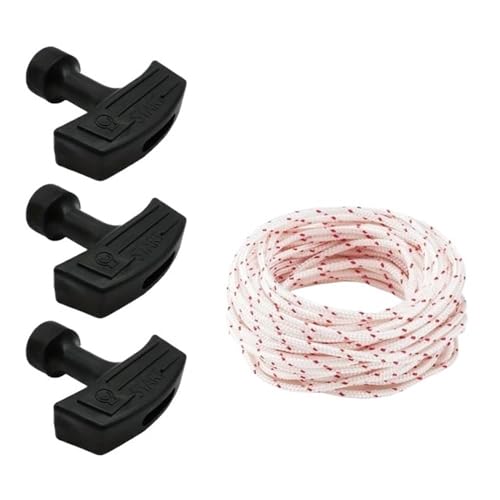 Rückstoßstarterseil 10 m 3 mm mit 0 2 3 kompatiblen Startergriffen Kompatibel mit Rasenmäher-Motorteile(10M-3HANDLE) von SRxBKC