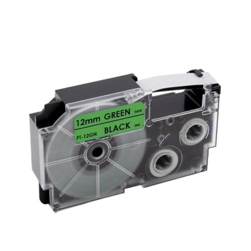 SRxBKC 1PCS XR 12WE -Etikettbandkapitibel mit 12 mm XR 12YW Kompatibel mit KL 60 KL 60SR KL 120 Etikettdrucker(Black on Green) von SRxBKC