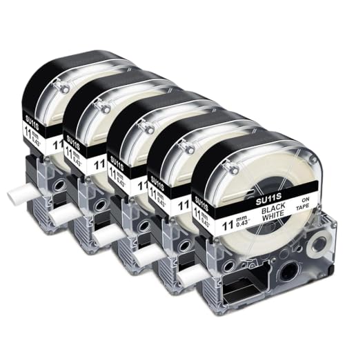 SRxBKC 2pcs 5pcs 3,5 mm 5mm 11mm SU5S Wärme Schrumpfschlauch kompatibel mit SU5S SU5Y SU11S SU1Y SU3W SU3Y Fits LW400 LW700 Label Maker -Maschine(5PK 11mm White) von SRxBKC