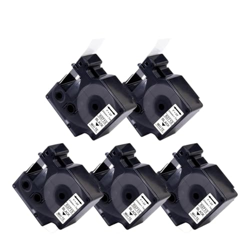 SRxBKC 5pk 24mm 53713 Labelbandkapitibel mit D1 Labelband 53713 53716 53717 53718 53719 Druckdrucken funktioniert mit LabelManager 400 450 Labeldrucker(5PK Black on White) von SRxBKC