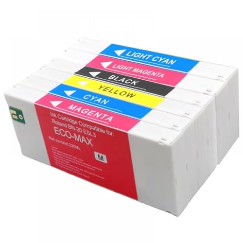 SRxBKC EcoSOL MAX2 MAX3 MAX ECO-LOLENT Tink-KAURTRE 220ml kompatibel mit Roland BN-20 RS-640 XC540 VS-640 540 VS420 VS300 Drucker(220ML-MAX-6pcs) von SRxBKC