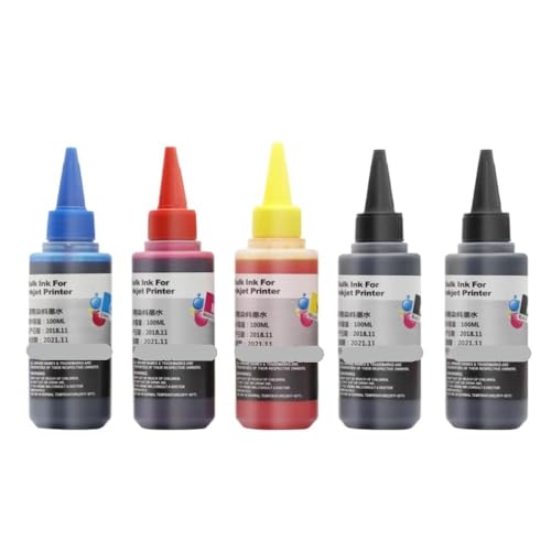 SRxBKC Farbstofftintenkit 100ml 5 Farbe oder 6 Farbkompatibel mit verschiedenen Druckermodellen(5color 100ML Dye Ink) von SRxBKC