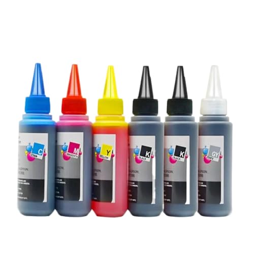 SRxBKC Farbstofftintenkit 100ml 5 Farbe oder 6 Farbkompatibel mit verschiedenen Druckermodellen(6color 100ML Dye Ink) von SRxBKC