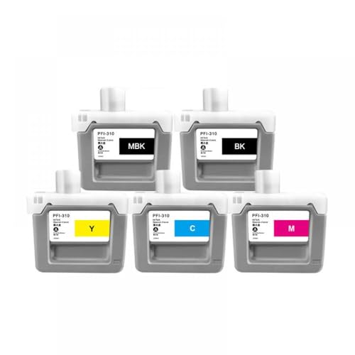 SRxBKC Kompatible Ersatzkartusche PFI-310 PFI310 330 ml Kompatibel mit ImagePrograf TX-2000 TX-3000 TX-4000 TX-2100 TX-3100 TX-4100 Drucker(5colors-1set) von SRxBKC