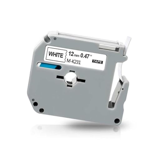 SRxBKC Kompatible Etikettband 12 mm Kompatibel mit M-K231 MK-231 MK231 Label Maker arbeitet mit PT-90 PT80 PT70 PT65(Black on White) von SRxBKC