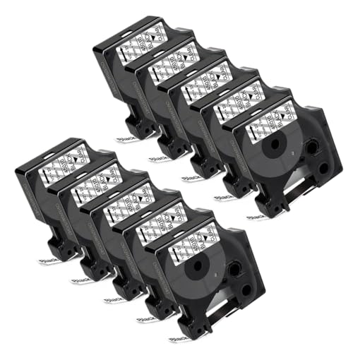 SRxBKC Kompatible Etikettenklebeband Kompatibel mit Etikettendrucker funktioniert mit LabelManager LM160 LM420P D1 12mm 5 10pk Modelle 45013 45010 45018(10PK Black on Clear) von SRxBKC
