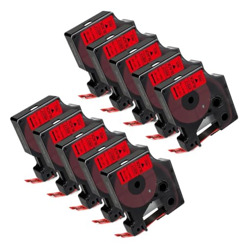 SRxBKC Kompatible Etikettenklebeband Kompatibel mit Etikettendrucker funktioniert mit LabelManager LM160 LM420P D1 12mm 5 10pk Modelle 45013 45010 45018(10PK Black on Red) von SRxBKC