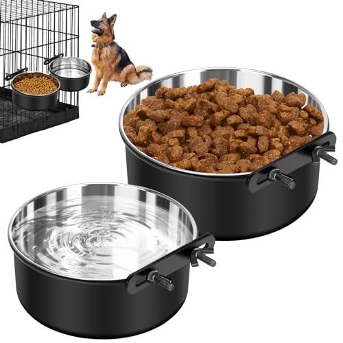Wassernapf für Hundekäfige, kein Verschütten, 2 Stück, zum Aufhängen, für Hundehütte, Wasser-Futterschüssel, montierbar, Haustierkäfig-Zubehör, Futternapf, großer Edelstahl-Stallbecher für Katzen, Wassernapf für Hundekäfige, kein Verschütten, 2 Stück, zum Aufhängen, für Hundehütte, Wasser-Futterschüssel, montierbar, Haustierkäfig-Zubehör, Futternapf, großer Edelstahl-Stallbecher für Katzen, von SSAWcasa