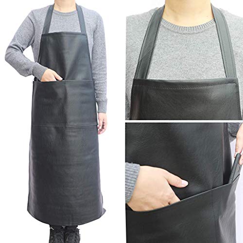 SSB Leder-Arbeitsschürze, Schweißschürze, hitzebeständig, hitzebeständig, Grillschürze, wasserdicht, für Küche, Kochen, Metzger, Metallarbeiter C 64 x 96 cm von SSB