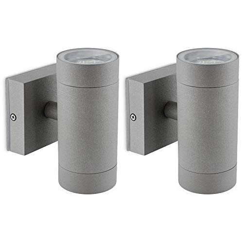 SSC-LUXon 2er Set LED Wandleuchte Up & Down IP54 für Außen - inkl. 2x LED GU10 3W warmweiß 2700K 230V - Wandlampe in Alu Grau anthrazit SSC-LUXon 2er Set LED Wandleuchte Up & Down IP54 für Außen - inkl. 2x LED GU10 3W warmweiß 2700K 230V - Wandlampe in Alu Grau anthrazit von SSC-LUXon
