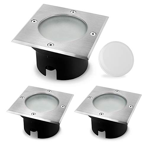 SSC-LUXon 3er Set LED Bodeneinbaustrahler VIROK dimmbar für Außen IP67 rund - flach & befahrbar - Spot inkl GX53 LED 4,5W warmweiß 230V von SSC-LUXon