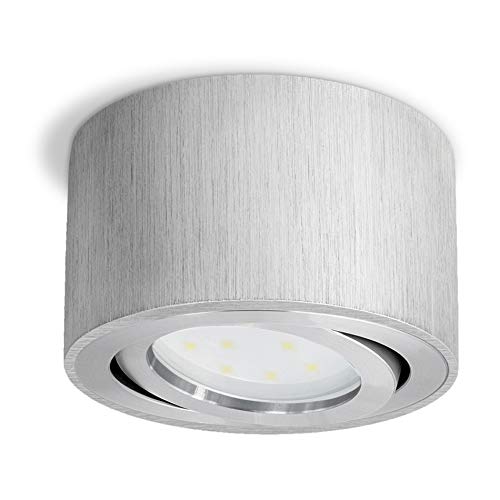 SSC-LUXon CELI-1A Aufputzleuchte LED Spot dimmbar in Alu rund - inkl. LED dim Modul 4W warmweiß 230V - Aufbau Deckenleuchte schwenkbar von SSC-LUXon