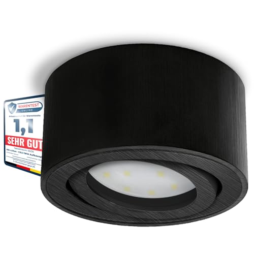 SSC-LUXon CELI-1B LED Aufbau Deckenleuchte dimmbar in schwarz gebürstet - inkl. LED dim Modul 4W warmweiß 230V - Spot flach & schwenkbar von SSC-LUXon
