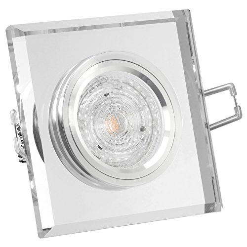 SSC-LUXon Design LED-Einbaustrahler eckig aus Glas mit LED Lampe 4,9W neutral-weiß 4000K dimmbar - Kein Trafo erforderlich von SSC-LUXon