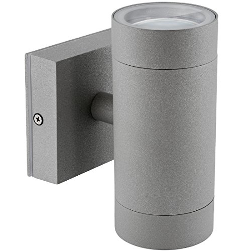 SSC-LUXon Außenleuchte LED Wand Schutzart IP54 mit 2x GU10 LED Lampen 230V 5W neutralweiß - Wandstrahler Up and Down in grau SSC-LUXon Außenleuchte LED Wand Schutzart IP54 mit 2x GU10 LED Lampen 230V 5W neutralweiß - Wandstrahler Up and Down in grau von SSC-LUXon