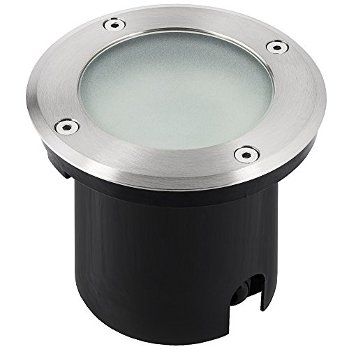 SSC-LUXon LED Bodeneinbauleuchte MARNE für Aussen IP67 in rund Edelstahl gebürstet mit Echt-Glas matt inkl. LED GU10 230V 6W warmweiß von SSC-LUXon