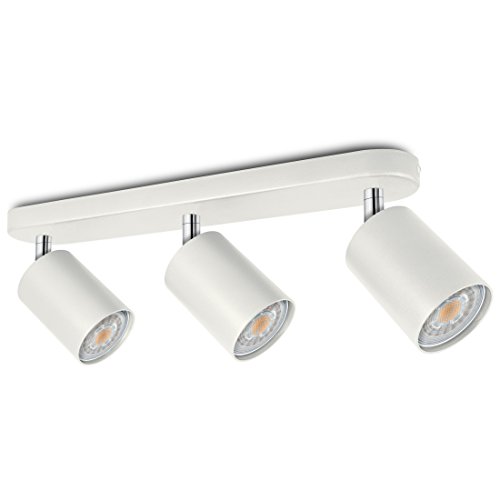 SSC-LUXon LED Deckenleuchte Weiß 3-flammig dreh- und schwenkbar - Spotserie 3er - Spotleiste inkl. 3 x LED Leuchtmittel warmweiß GU10 von SSC-LUXon