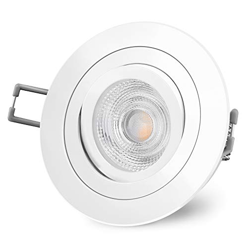 SSC-LUXon RF-2 Einbaustrahler LED weiss schwenkbar - mit 3W LED GU10 230V warmweiß - Spot Einbauleuchte Leuchtmittel wechselbar von SSC-LUXon