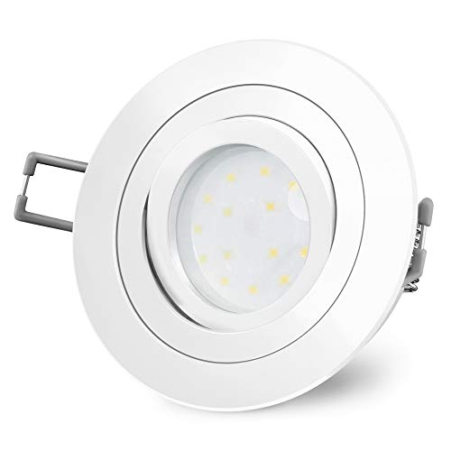 SSC-LUXon RF-2 LED Einbaustrahler Ultra flach 30mm rund weiß & schwenkbar - mit 4W LED Modul neutralweiß wechselbar kein Trafo nötig von SSC-LUXon