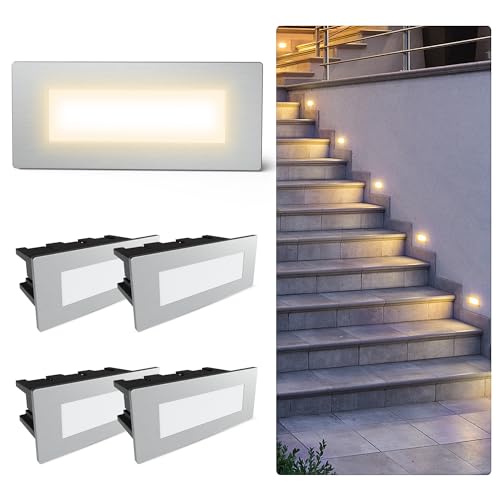 SSC-LUXon 5er Set Piko-S LED Wandleuchte Außen Edelstahl gebürstet - Treppenbeleuchtung Spot mit IP65 230V 1.5W neutralweiß von SSC-LUXon