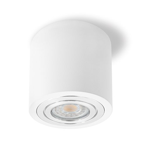 SSC-LUXon® LED Decken Aufbauleuchte in weiß mit IP44 für Außenbereich & Badezimmer inkl. LED GU10 Leuchtmittel 6W neutralweiß von SSC-LUXon