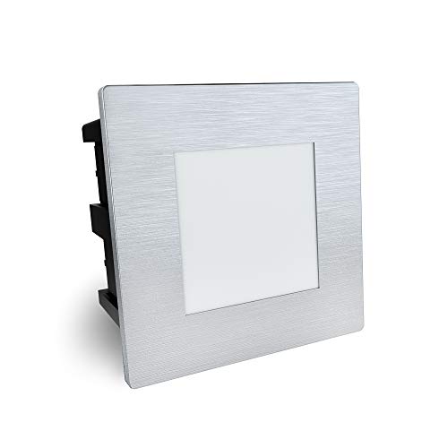 SSC-LUXon LED Treppenleuchte Piko-SQ Edelstahl gebürstet - Licht für Stufen & Absätze im Außenbereich IP65 230V 1,5W warmweiß von SSC-LUXon