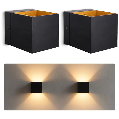 SSC-LUXon 2 Stück EPITA Wandleuchte Innen schwarz - Wandlampe Gold Design Up & Down Leuchte Fassung für 1x G9 Leuchtmittel von SSC-LUXon
