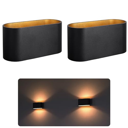 SSC-LUXon 2 Stück JOBERO Wandleuchte Innen schwarz - Wandlampe Gold Design Up Down Leuchte Fassung für 1x G9 Leuchtmittel von SSC-LUXon