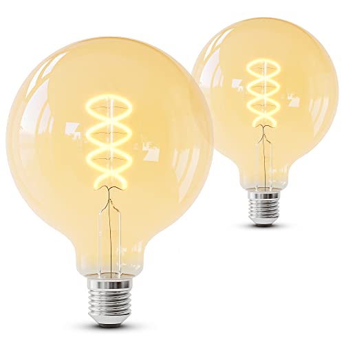 SSC-LUXon 2 Stück LUBI Vintage Glühbirne E27 Globe XL Form mit LED Filament - Glühlampe dimmbar 3W extra warmweiß Ambiente Licht von SSC-LUXon