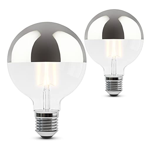 SSC-LUXon 2er Set SINO Kopfspiegellampe E27 Glühbirne mit LED und warmweißem Licht - Globe Kopfspiegel Birne verspiegelt SSC-LUXon 2er Set SINO Kopfspiegellampe E27 Glühbirne mit LED und warmweißem Licht - Globe Kopfspiegel Birne verspiegelt von SSC-LUXon