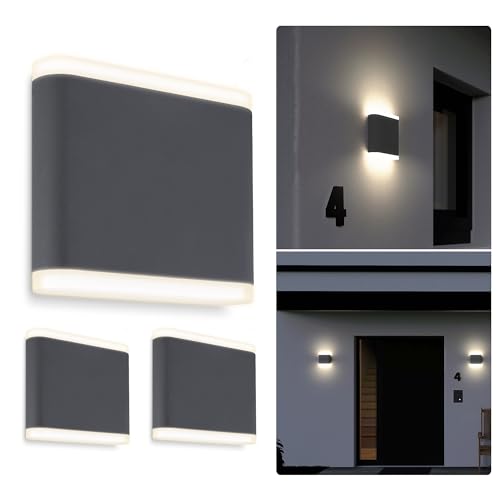 SSC-LUXon 3 Stück GIRI LED Wandlampe Aussenlampe Wand innen & aussen anthrazit Up and Down Leuchte IP54 moderne Aussenwandleuchte indirekte Beleuchtung warmweisses Licht 230V von SSC-LUXon