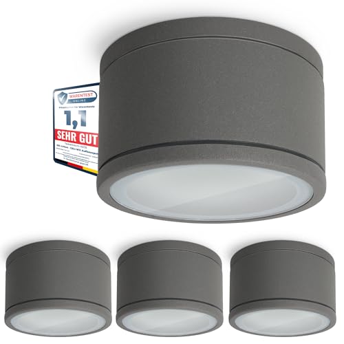 SSC-LUXon 4 Stück CELI-WX Aufbaustrahler flach IP44 Außen & Bad Fassung für 1x GX53 - Aufbauspot anthrazit (ohne Leuchtmittel) von SSC-LUXon