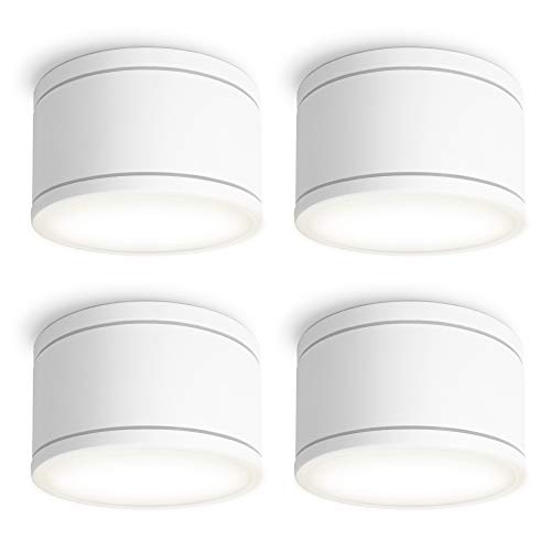 SSC-LUXon 4 Stück CELI-WX flache LED Aufputz Strahler IP44 Bad Außen mit LED GX53 neutralweiß 5W - Aufbauspot rund weiß 230V von SSC-LUXon