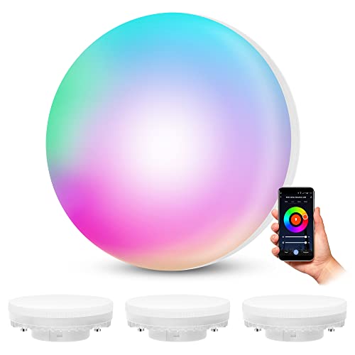 SSC-LUXon 4 Stück Smart Home WiFi LED Lampen GX53 dimmbar mit RGB & Weißtöne - Leuchtmittel kompatibel mit Alexa, Siri & Google von SSC-LUXon