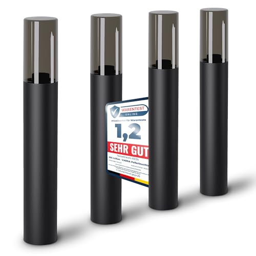 SSC-LUXon 4 Stück VARDA Standleuchte Außen schwarz E27 Fassung - Außenstehleuchte Höhe 50 cm Gehwegleuchte Design Pollerlampe von SSC-LUXon