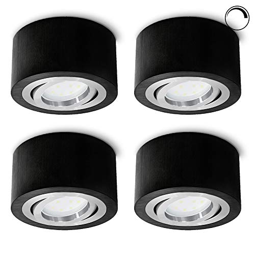 SSC-LUXon 4 Stück runder LED Aufbaustrahler schwarz dimmbar - 4x LED Modul 4W warmweiß 230V - flacher Aufputzspot Ø 90 x 50mm SSC-LUXon 4 Stück runder LED Aufbaustrahler schwarz dimmbar - 4x LED Modul 4W warmweiß 230V - flacher Aufputzspot Ø 90 x 50mm von SSC-LUXon