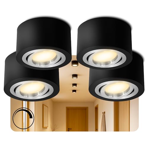 SSC-LUXon 4 Stück runder LED Aufbaustrahler schwarz dimmbar - 4x LED Modul 4W warmweiß 230V - flacher Aufputzspot Ø 90 x 50mm SSC-LUXon 4 Stück runder LED Aufbaustrahler schwarz dimmbar - 4x LED Modul 4W warmweiß 230V - flacher Aufputzspot Ø 90 x 50mm von SSC-LUXon