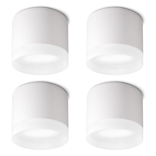 SSC-LUXon 4er Set Aufputz Deckenleuchte VORA weiß matt - Spotlampe Decke mit Leuchtring blendfrei - Aufbauspot mit GX53 LED neutralweiß von SSC-LUXon