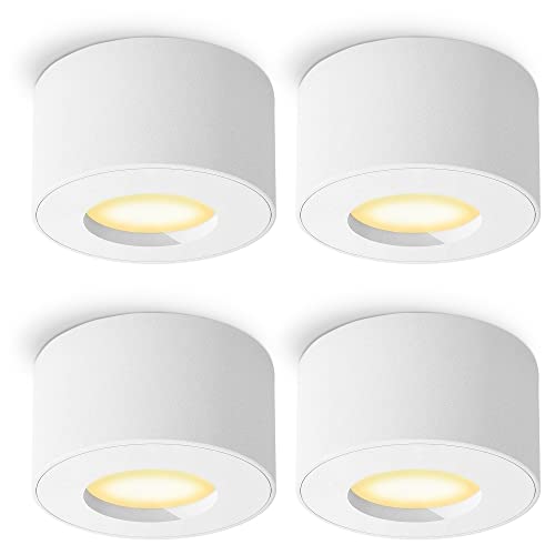 SSC-LUXon 4er Set CELI-1 Aufbauspots IP44 für Bad & Außen in weiß inkl. LED Leuchtmittel 230V - Deckenspot rostfrei 5W warmweiß von SSC-LUXon