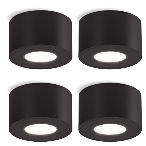 SSC-LUXon 4er Set CELI-1 Spotstrahler Deckenleuchte IP44 Dimmbar ohne Dimmer schwarz mit LED neutralweiß 4W 230V - Spotlampe Decke von SSC-LUXon