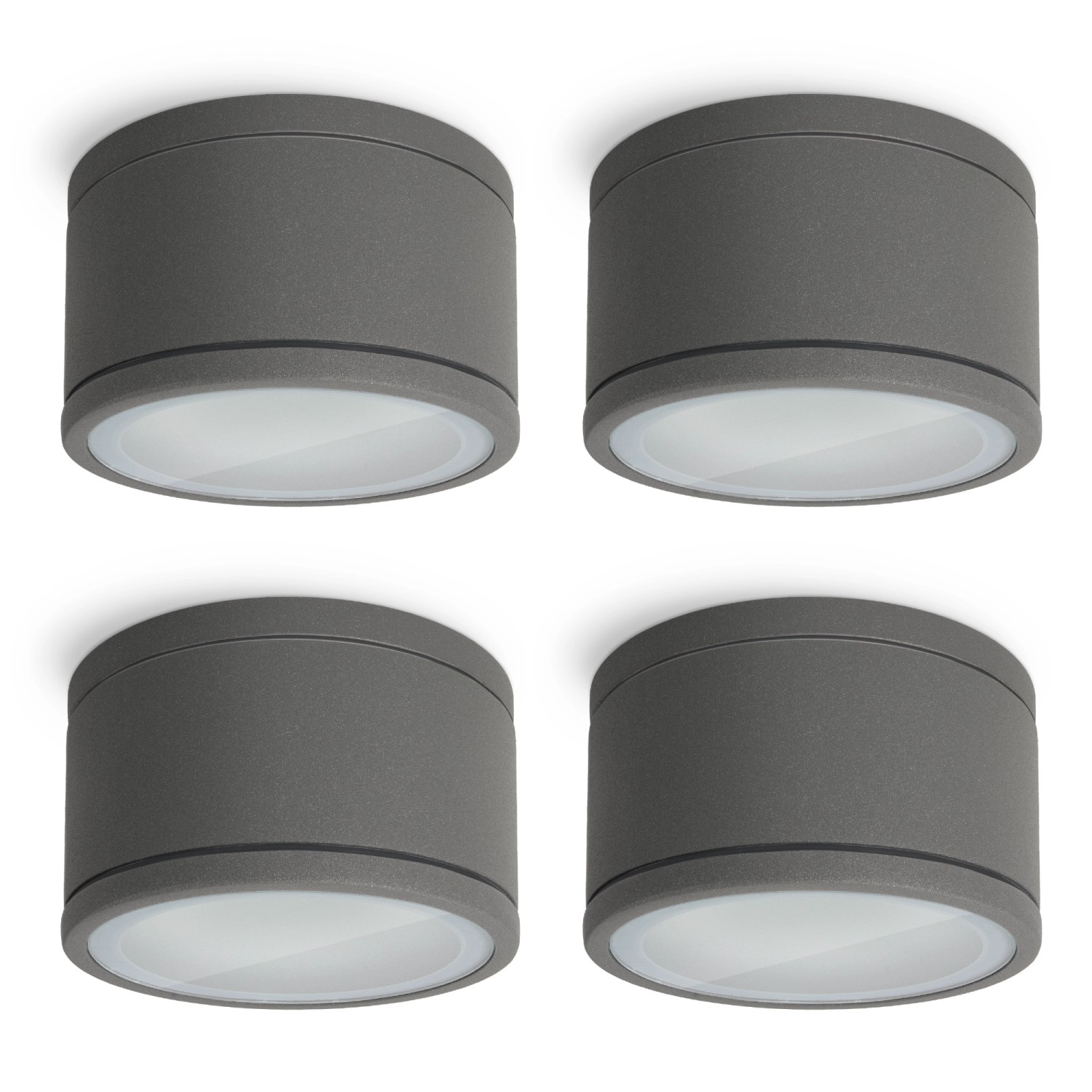 SSC-LUXon 4er Set CELI-WX Aufbaustrahler Flach IP44 Anthrazit Ohne GX53 Lampe von SSC-LUXon