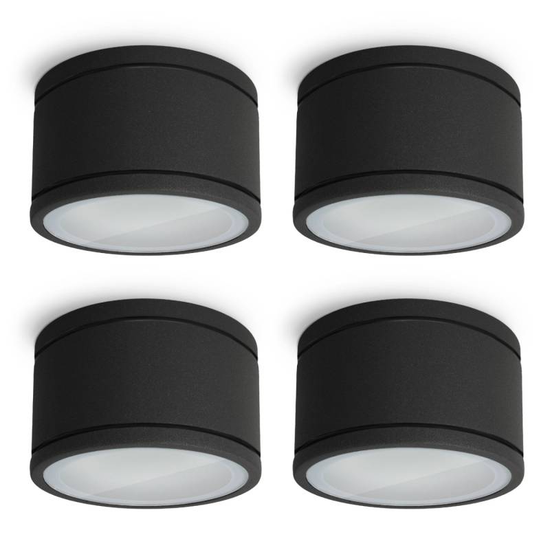 SSC-LUXon 4er Set Celi-WX LED Feuchtraum Aufbaustrahler IP44 Schwarz ohne Leuchtmittel mit GX53 von SSC-LUXon