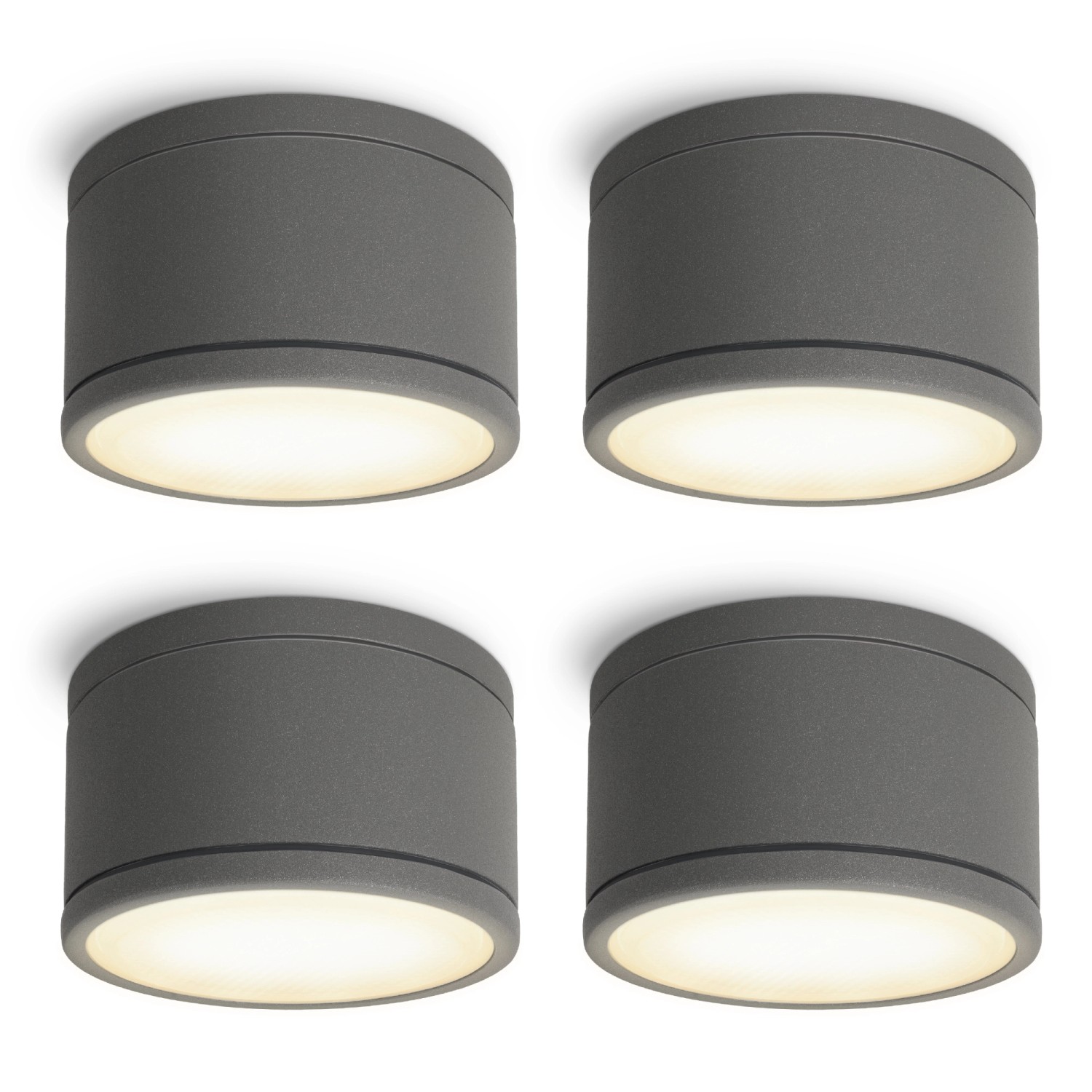 SSC-LUXon 4er Set Celi-WX LED Feuchtraumstrahler Anthrazit Rund IP44 mit GX53 5W Warmweiß von SSC-LUXon