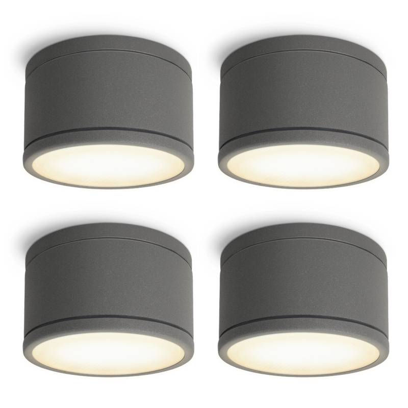 SSC-LUXon 4er Set Celi-WX LED Feuchtraumstrahler Anthrazit Rund IP44 mit GX53 5W Warmweiß von SSC-LUXon