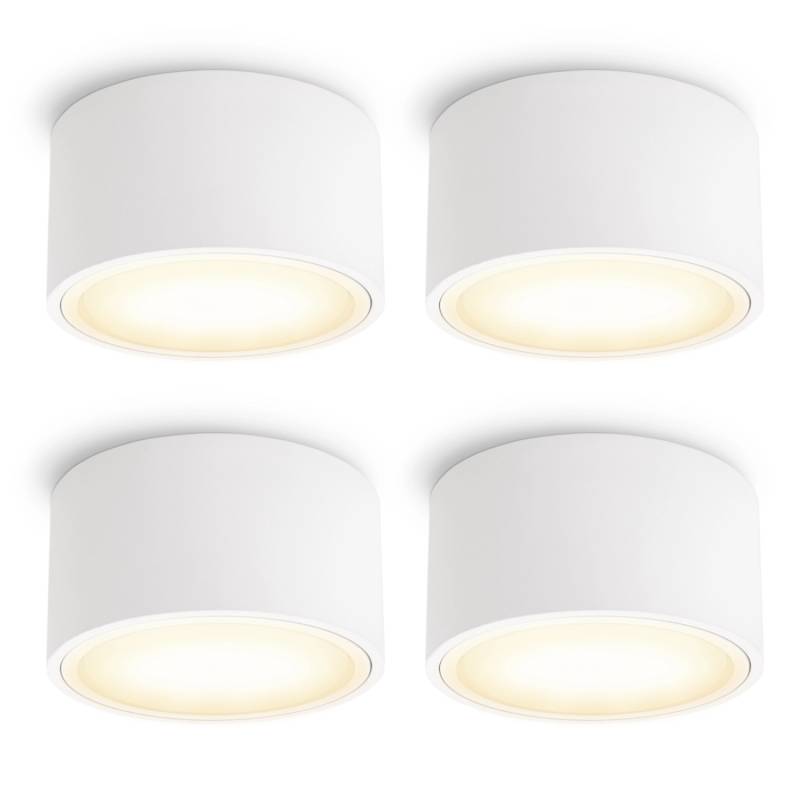 SSC-LUXon 4er Set Celi-X LED Aufbauleuchte Flach Rund Weiß mit GX53 3W Warmweiß für Wohnräume von SSC-LUXon