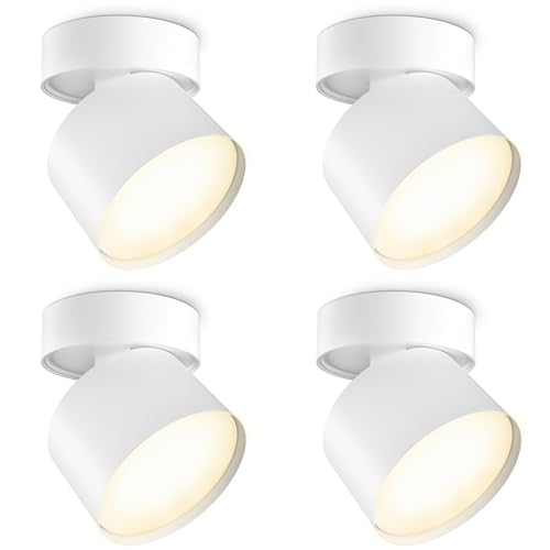 SSC-LUXon 4er Set Deckenlampen weiß matt - Aufbaustrahler schwenkbar mit GX53 LED 5W warmweiß dimmbar - moderne Spot Lampen rund 230V SSC-LUXon 4er Set Deckenlampen weiß matt - Aufbaustrahler schwenkbar mit GX53 LED 5W warmweiß dimmbar - moderne Spot Lampen rund 230V von SSC-LUXon