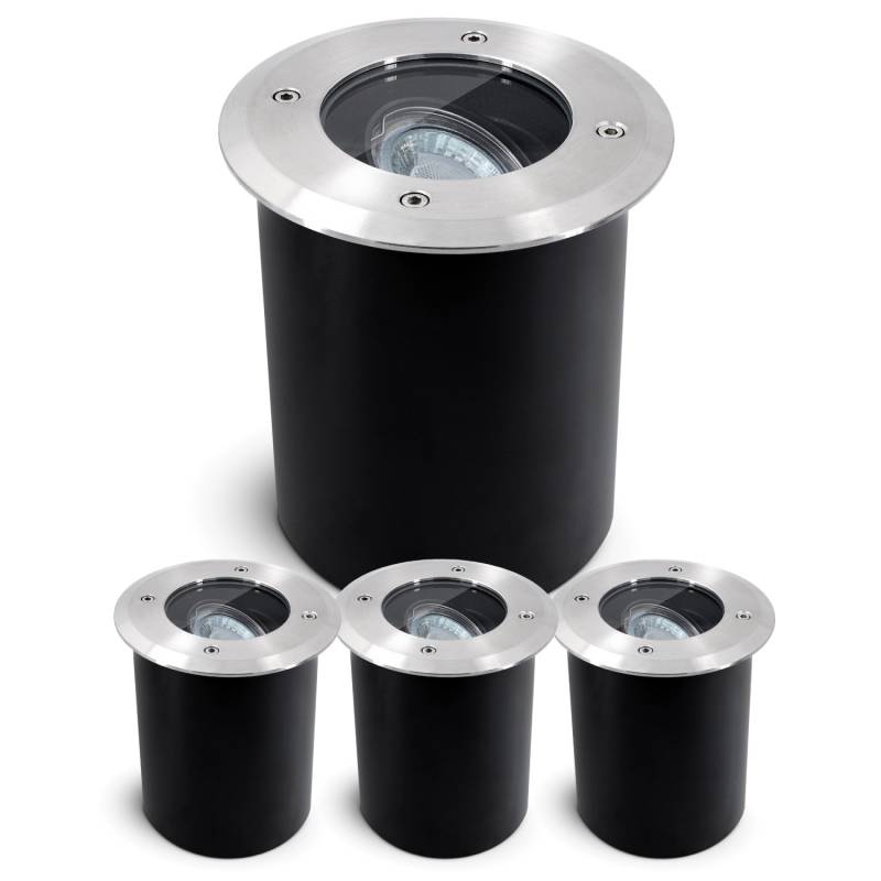SSC-LUXon 4er Set Juavi Bodeneinbaustrahler Schwenkbar Rund IP67 für GU10 Fahrbar ohne Leuchtmittel von SSC-LUXon