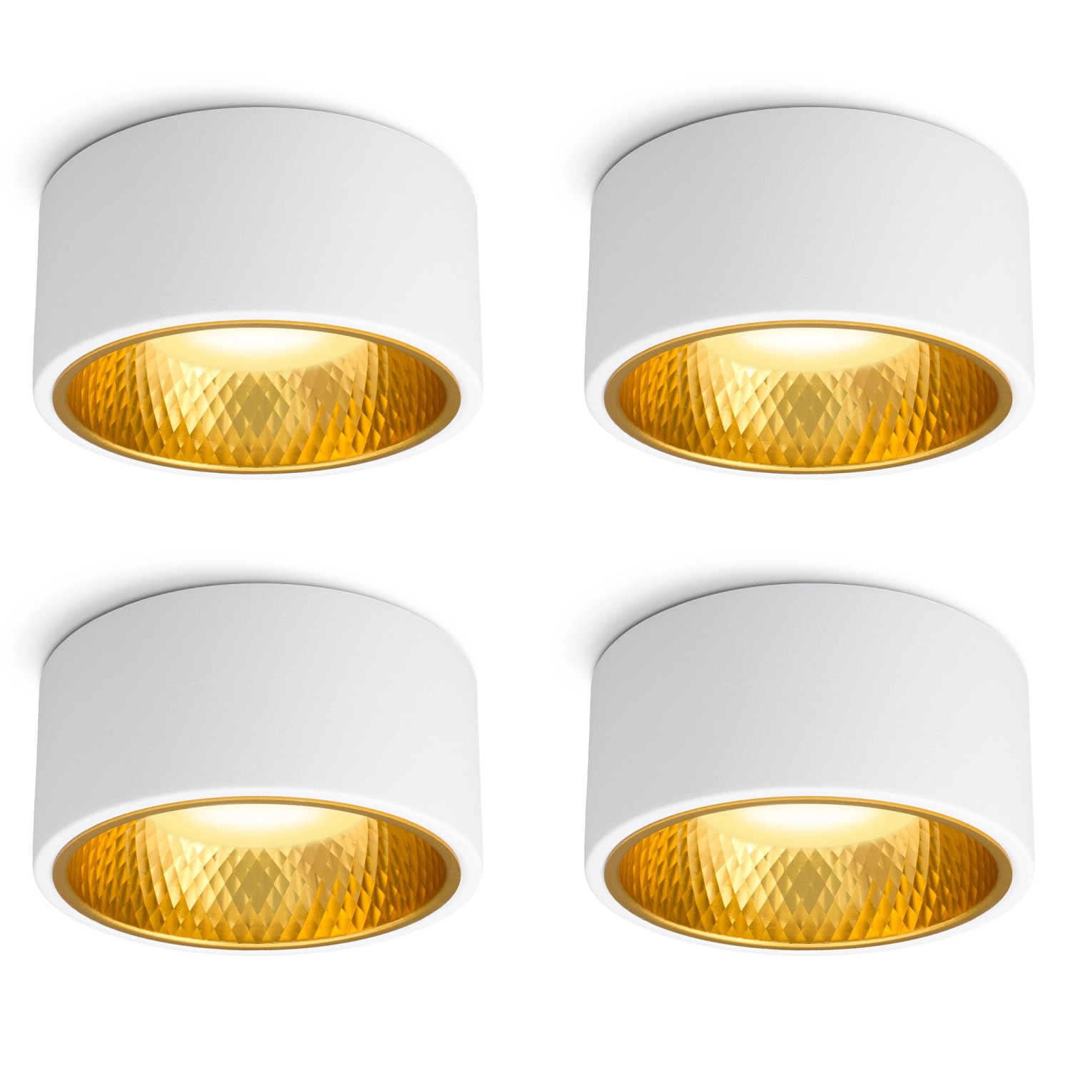 SSC-LUXon 4er Set OLINO LED Aufbauspots Weiß Matt mit Wechselbarer Front Gold und Silber GX53 von SSC-LUXon